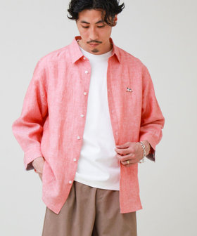 【フレブル刺繍】七分袖シャツ ストライプ/無地