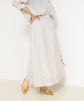 《セットアップ対応》ウォッシャブルストライプフレアスカート