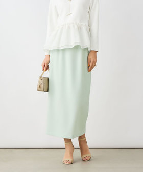 《セットアップ対応》ウォッシャブルバックサテンタイトスカート