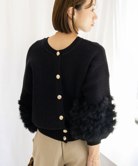 手洗い可能》2WAYラビットファーニットカーディガン（5-0290-5