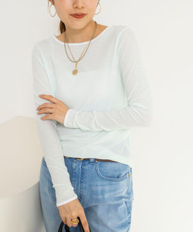 ウォッシャブルシアー配色ロンＴ