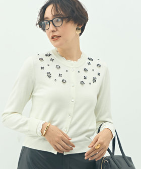 ビジュー付きクルーネックカーディガン（5-0035-6-02-018）｜NOLLEY'S