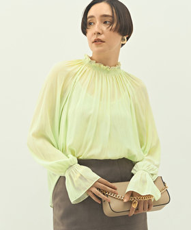 ウォッシャブル2WAY割繊衿フリルブラウス（5-0035-6-01-006