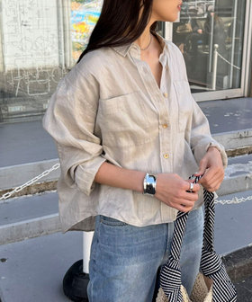 LINEN100 クロップドシャツ