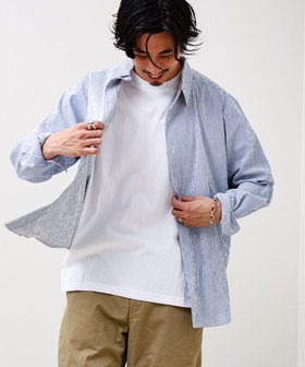 【清涼感のある表情】ストライプレギュラーカラーシャツ