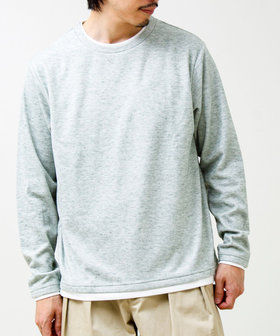 メランジ微起毛スムース フェイクレイヤード ロンT