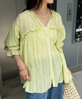 コットンギャザーオーバーブラウス