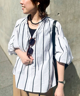 ウォッシャブルドビーストライプブラウス