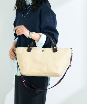 FRレザーハンドルキャンバストートバッグ