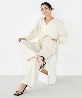 【RM denim】リネン混ひも付きリラックスパンツ