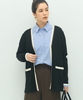 チェーンブレード長めVネックカーディガン