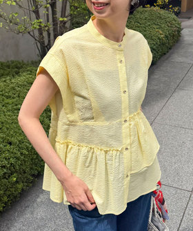 ワンダーウェーブクロスアシメペプラムブラウス