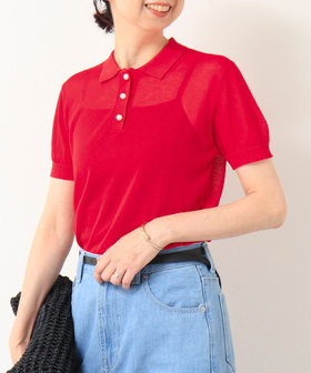 tシャツ パール釦開き麻調カットT レディース パール釦開き麻調カットT（Tシャツ/カットソー）｜fredy couleur
