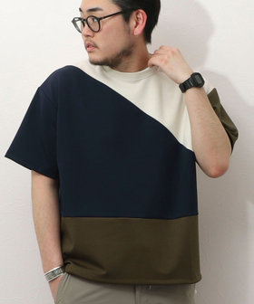 スエード×ポンチパネル切り替えTee