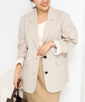 【WEB＆一部店舗限定色アイテム】ウォッシャブルストライプオーバージャケット