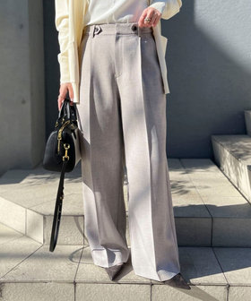 《セットアップ対応》ウォッシャブルドライシャークタックワイドパンツ