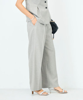 《セットアップ対応》ウォッシャブルドライシャークタックワイドパンツ