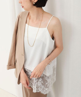 裾レースサテンキャミソール