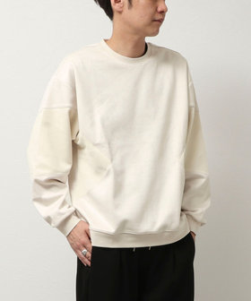 スエードポンチ×コール切替 クルーネックプルオーバー