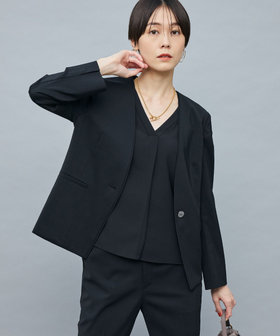 がっきー  NOLLEY'S ドライツイルノーカラーウォッシャブルジャケ NOLLEY'S ジャケット ノーカラージャケット 「セットアップ対応