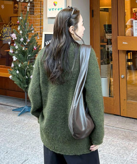 ミドル丈片畦ニットプルオーバー