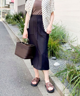 麻調×リブ切替タイトスカート（5-0819-2-06-002）｜MICO COULIER