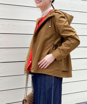 ［OUTLET限定 TIME SALE！］バックフリル クリアナチュラルストレッチブルゾン