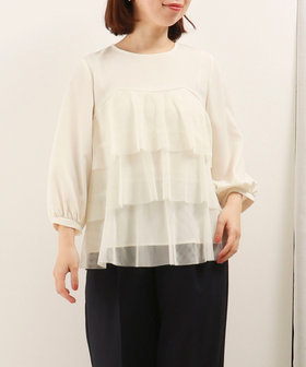 OUTLET限定 TIME SALE！］バックギャザーノーカラーブラウス（5