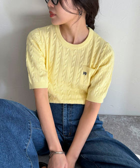 再入荷決定！/新色登場】FR刺繍ケーブル柄ポケ付きニットプル