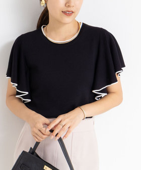 NOLLEY&#39;S - 【新品】ノーリーズ  手洗い可能 半袖プルオーバー 柔らかい ニット 水色 春 手洗い可能》ペプラムプルオーバーニット（ニット/セーター