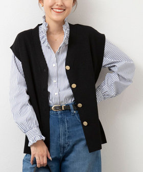 ノーリーズソフィー NOLLEY'S sophi ラメ総針ニットジレ