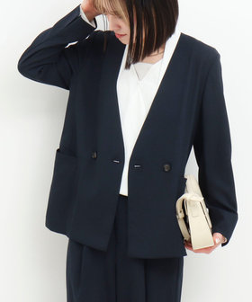 《セットアップ対応》【UVカット・接触冷感】ライトツイルノーカラージャケット