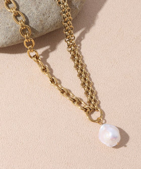 【MERAKI/ メラキ】Style Mix White Pearl淡水パール×チェーンネックレス