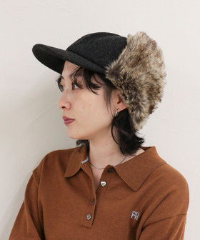 ファーフェルトフライトキャップ