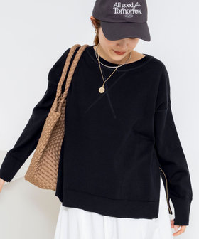 《手洗い可能》トレーナー風プルオーバーサイドZIP