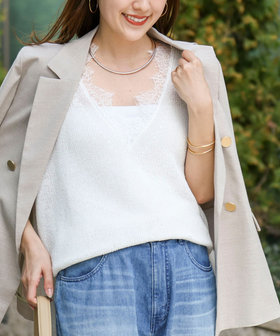 《手洗い可能》Ｖネックレースジレ