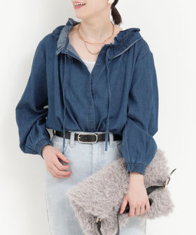 ライトデニムフリルブラウス