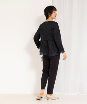 【新品】NOLLEY'S  美脚 ダブルクロスパンツ ブラック 36 セットアップ対応》ウォッシャブルダブルクロススリムパンツ（5