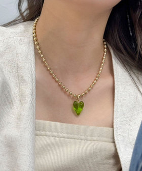クリアハートボールチェーンネックレス