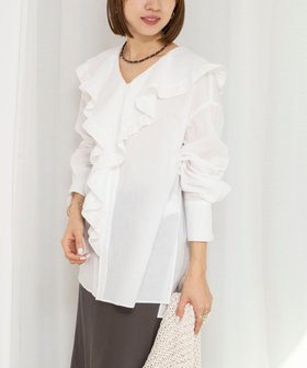 ウォッシャブルラッフルカラーブラウス