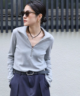 【MAQWEL/マクウェル】COTTON RIBハーフジッププルオーバー