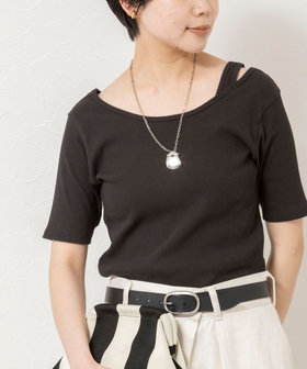 ウォッシャブルアシンメトリー2WAYリブTシャツ