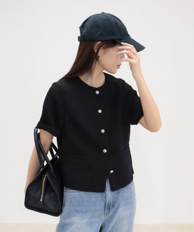 【@sora_522m企画】ノーカラーハーフスリーブジャケット