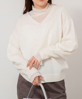 《手洗い可能》アルパカ混Vネックプルオーバー