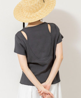 ウォッシャブルバックデザインリブＴシャツ