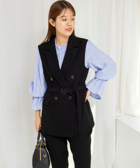 セットアップ対応》ウォッシャブルダブルクロスジレ（6-0035-1-04-004