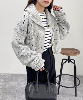 最終値下げMASU 2025SS スパイキー ポップコーン カーディガン 46 サイシュウネサゲMASU 2025エスエス スパイキー ポップコーン