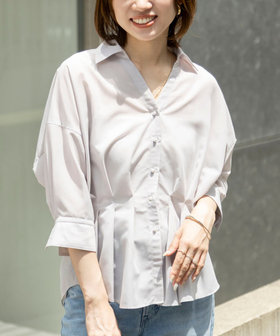 《接触冷感》【BECシリーズ】ウォッシャブルシアースキッパータック半袖ブラウス