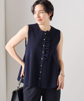 追加】《手洗い可能》フリル付きペプラムベスト（5-0035-5-02