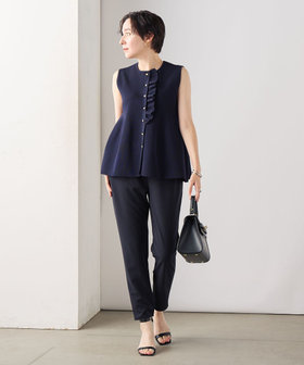 追加】《手洗い可能》フリル付きペプラムベスト（5-0035-5-02